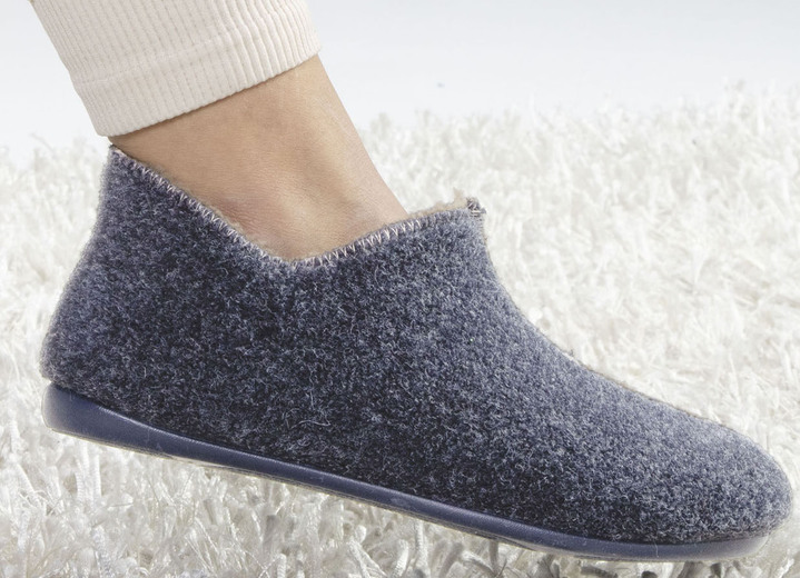 Hausschuhe - Laurina Filz-Hausschuh aus recyceltem Polyester, in Größe 036 bis 042, in Farbe MARINE Ansicht 4
