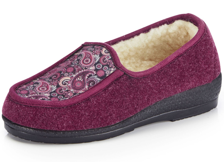 Hausschuhe - Hausschuh mit Schurwollfutter, in Größe 036 bis 042, in Farbe MARINE Ansicht 4