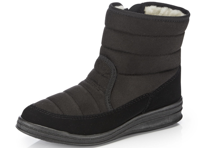 Hausschuhe - Stiefelette aus weichem, gestepptem Nubukmaterial, in Größe 036 bis 042, in Farbe BORDEAUX Ansicht 4