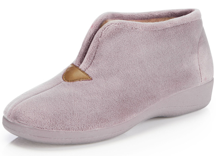 Hausschuhe - Laurina Hausschuh aus samtigen Textilmaterial, in Größe 036 bis 042, in Farbe BORDEAUX Ansicht 4