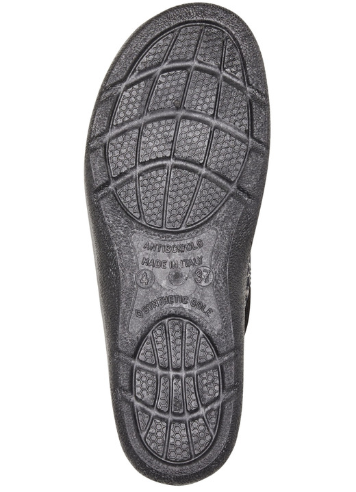 Hausschuhe - Pantoffel mit floralem Muster, in Größe 036 bis 041, in Farbe SCHWARZ Ansicht 3