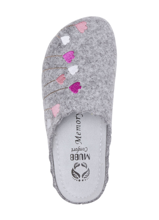 Mode - Mubb, klassische Damen-Hausschuhe, Weite H, mit anatomisch geformtem Fußbett, in Größe 036 bis 042, in Farbe GRAU Ansicht 2