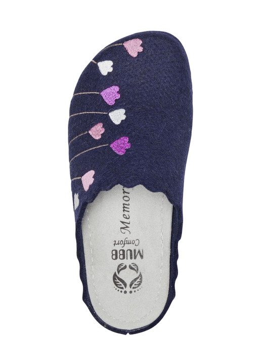 Hausschuhe - Mubb, klassische Damen-Hausschuhe, Weite H, mit anatomisch geformtem Fußbett, in Größe 036 bis 042, in Farbe MARINE Ansicht 2