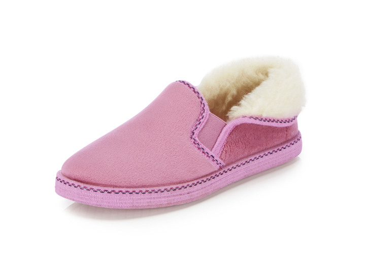 Hausschuhe - Laurina, warme Damen-Hausschuhe, mit Gummizug, in Größe 036 bis 042, in Farbe FLIEDER Ansicht 4