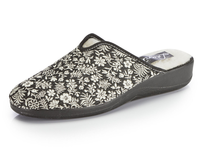 Hausschuhe - Laurina Pantoffel mit Blumen-Stickerei, in Größe 036 bis 042, in Farbe BORDEAUX Ansicht 4