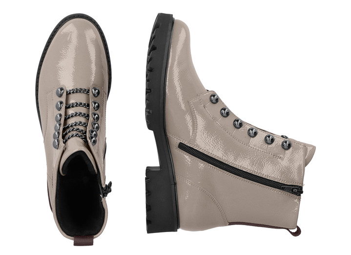 Komfortschuhe - Remonte Stiefelette mit trendigen Zierketten in Schnür-Optik, in Größe 036 bis 042, in Farbe TAUPE Ansicht 9