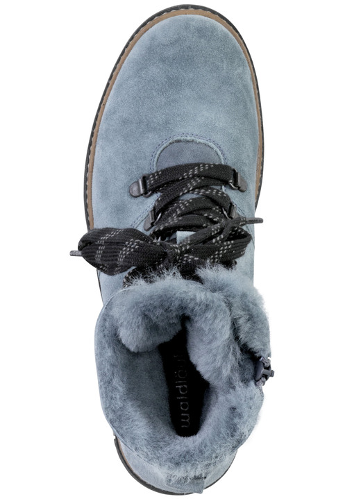 Komfortschuhe - Waldläufer Schnür-Stiefelette mit kuscheligem Kragen aus Lammfell, in Größe 3 1/2 bis 8, in Farbe JEANSBLAU Ansicht 3