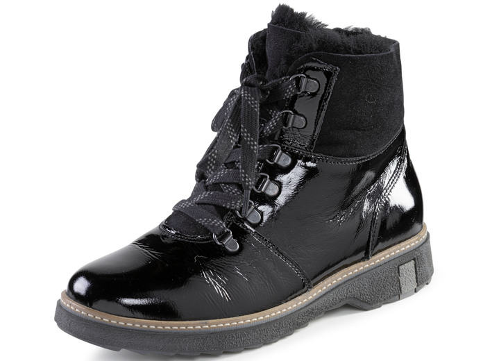 Komfortschuhe - Waldläufer Schnür-Stiefelette mit kuscheligem Kragen aus Lammfell, in Größe 3 1/2 bis 8, in Farbe JEANSBLAU Ansicht 5