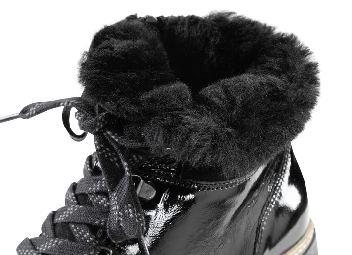 Komfortschuhe - Waldläufer Schnür-Stiefelette mit kuscheligem Kragen aus Lammfell, in Größe 3 1/2 bis 8, in Farbe JEANSBLAU Ansicht 6