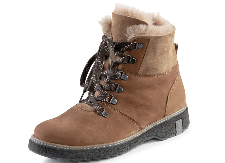 Komfortschuhe - Waldläufer Schnür-Stiefelette mit kuscheligem Kragen aus Lammfell, in Größe 3 1/2 bis 8, in Farbe JEANSBLAU Ansicht 9