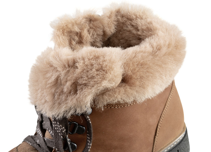 Komfortschuhe - Waldläufer Schnür-Stiefelette mit kuscheligem Kragen aus Lammfell, in Größe 3 1/2 bis 8, in Farbe JEANSBLAU Ansicht 10