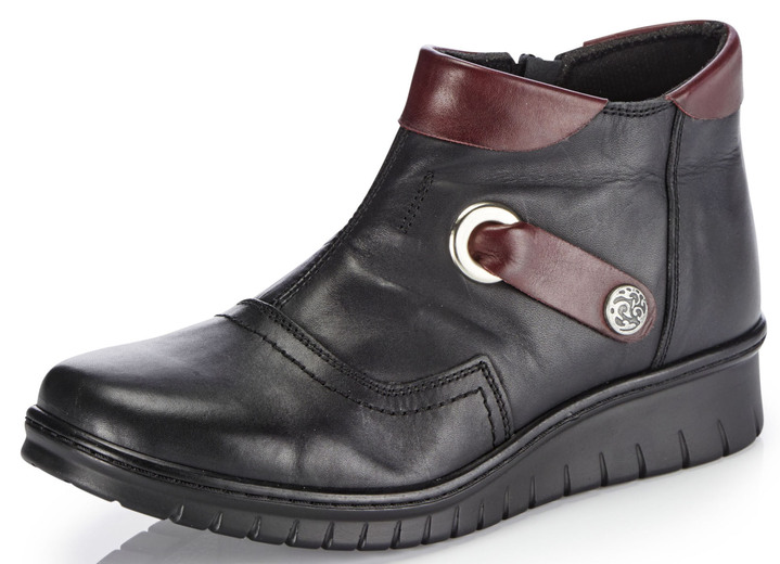 Komfortschuhe - ELENA EDEN Bootie mit ansprechendem Metallschmuck, in Größe 036 bis 042, in Farbe SCHWARZ-BORDEAUX Ansicht 1