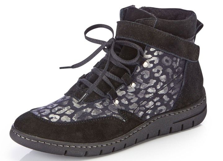 Komfortschuhe - ELENA EDEN Schnür-Bootie aus Veloursleder, in Größe 036 bis 042, in Farbe TAUPE Ansicht 4