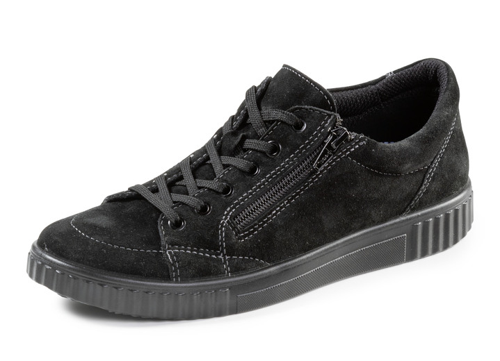 Komfortschuhe - Schnürschuh aus hochwertigem Rind-Veloursleder, in Größe 036 bis 042, in Farbe SCHWARZ Ansicht 1