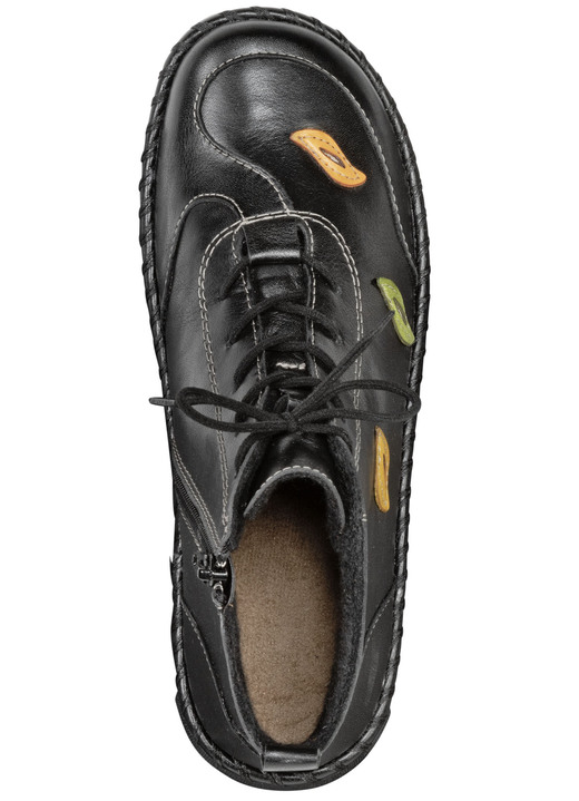 Komfortschuhe - Gemini Schnür-Bootie mit pfiffigen, bunten Lederapplikationen, in Größe 036 bis 042, in Farbe SCHWARZ-BUNT Ansicht 2