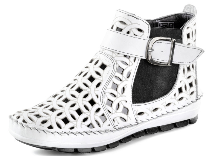 Komfortschuhe - Gemini, sommerliche Damen-Boots, Weite G, mit herausnehmbarem Fußbett, in Größe 035 bis 042, in Farbe SCHWARZ-RUBINROT Ansicht 5