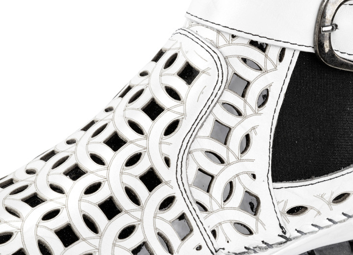 Komfortschuhe - Gemini, sommerliche Damen-Boots, Weite G, mit herausnehmbarem Fußbett, in Größe 035 bis 042, in Farbe SCHWARZ-RUBINROT Ansicht 6