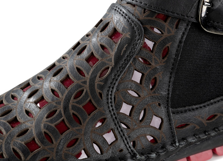 Komfortschuhe - Gemini, sommerliche Damen-Boots, Weite G, mit herausnehmbarem Fußbett, in Größe 035 bis 042, in Farbe WEISS-SCHWARZ Ansicht 6