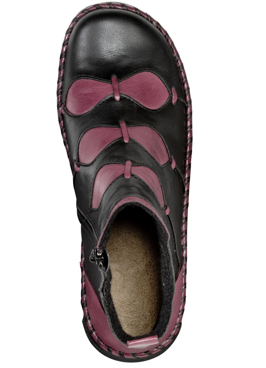 Komfortschuhe - Gemini Bootie aus dezent schattiertem Rind-Nappaleder, in Größe 036 bis 042, in Farbe SCHWARZ-BORDEAUX Ansicht 2