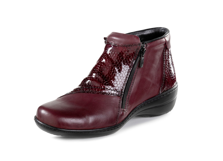 - ELENA EDEN Bootie aus teilweise reptilgeprägtem Nappaleder, in Größe 035 bis 042, in Farbe BURGUND Ansicht 1