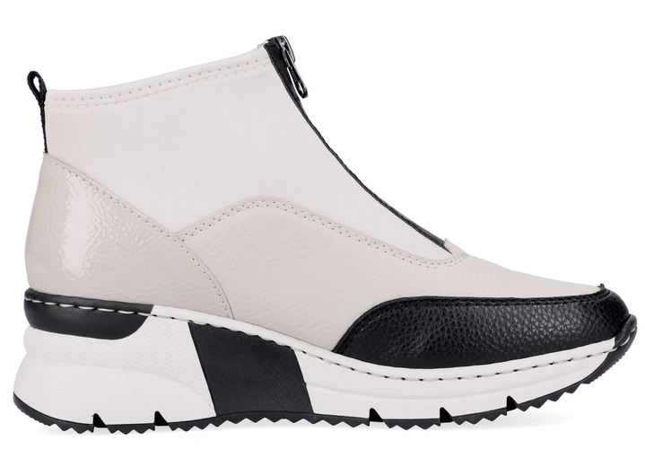 Komfortschuhe - Rieker, stylische Damen-Boots, Weite G, mit Reißverschluss, in Größe 036 bis 042, in Farbe ECRU-SCHWARZ Ansicht 5