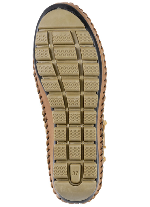 Komfortschuhe - Gemini Mokassin-Stefelette mit Knitter-Struktur, in Größe 036 bis 042, in Farbe CURRY Ansicht 3