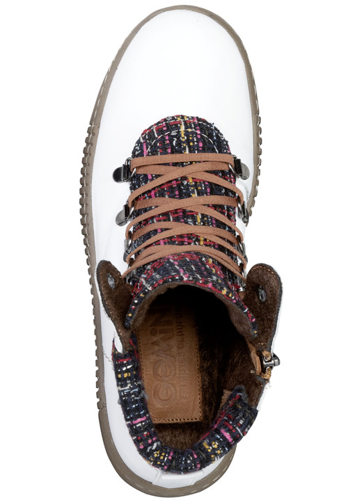- Gemini Schnür-Bootie mit buntem Textilmaterial, in Größe 036 bis 042, in Farbe WEISS Ansicht 2