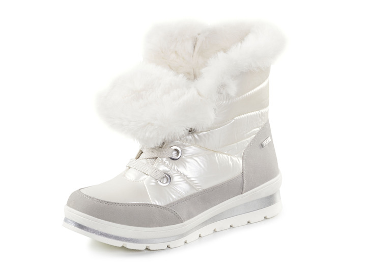 Komfortschuhe - ELENA EDEN, gefütterte Damen-Boots, Winterschuhe, Weite G, mit herausnehmbarem Fußbett, in Größe 3 1/2 bis 8, in Farbe PERLWEISS-GRAU Ansicht 4