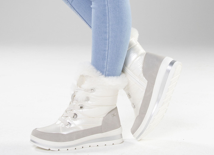 Komfortschuhe - ELENA EDEN, gefütterte Damen-Boots, Winterschuhe, Weite G, mit herausnehmbarem Fußbett, in Größe 3 1/2 bis 8, in Farbe PERLWEISS-GRAU Ansicht 5