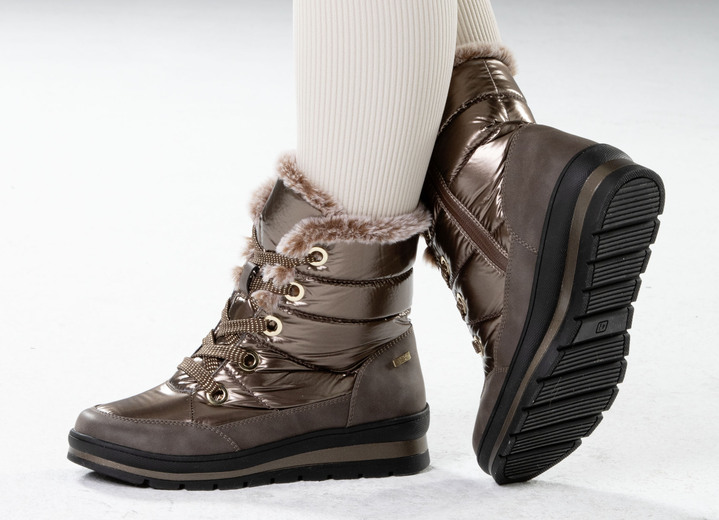 Komfortschuhe - ELENA EDEN, gefütterte Damen-Boots, Winterschuhe, Weite G, mit herausnehmbarem Fußbett, in Größe 3 1/2 bis 8, in Farbe PERLWEISS-GRAU Ansicht 14