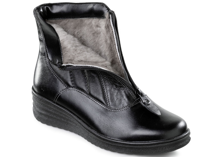 Komfortschuhe - ELENA EDEN, gefütterte Damen-Stiefeletten, Winterschuhe, Weite H, mit Lammfell, in Größe 036 bis 041, in Farbe SCHWARZ Ansicht 2