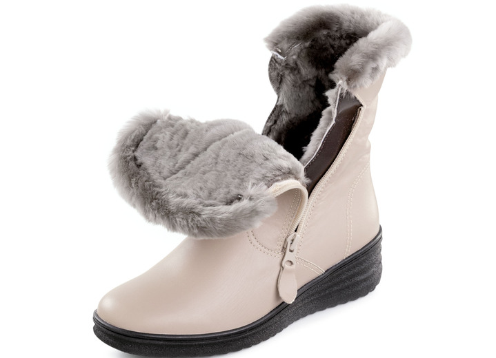 Komfortschuhe - ELENA EDEN, gefütterte Damen-Stiefeletten, Winterschuhe, Weite H, mit Lammfell , in Größe 036 bis 041, in Farbe BEIGE Ansicht 2