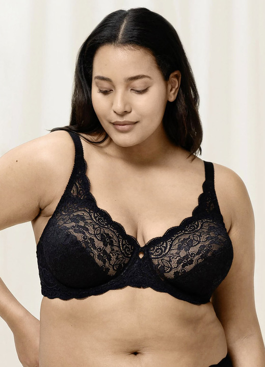 Bügel-BH - Triumph Amourette Bügel-BH mit Elastikspitze, in Größe 075 bis 100, in Cup E, in Farbe SCHWARZ Ansicht 2