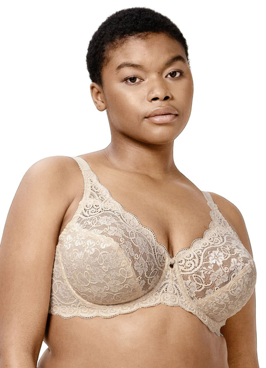 Bügel-BH - Triumph Amourette Bügel-BH mit Elastikspitze, in Größe 075 bis 100, in Cup E, in Farbe SCHWARZ Ansicht 5