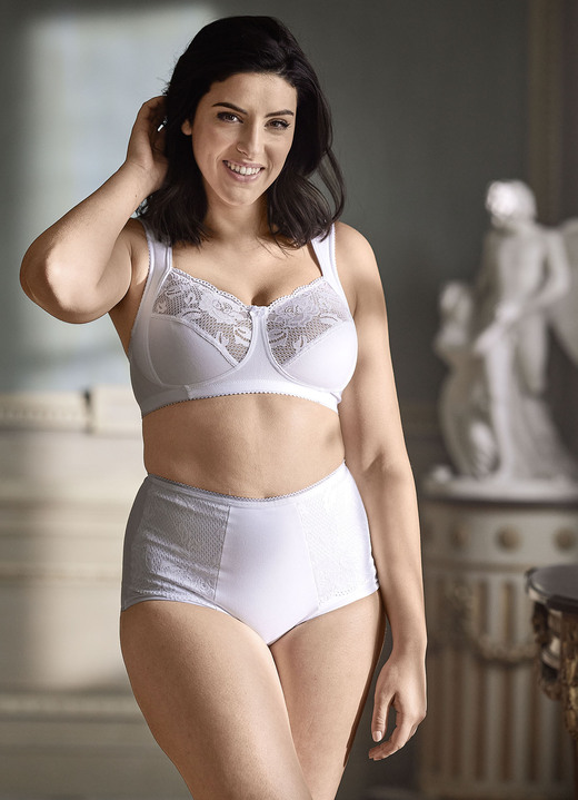 Soft-BH - Miss Mary BH mit elastischen Spitzeneinsätzen, in Größe 080 bis 120, in Cup D, in Farbe WEISS Ansicht 6