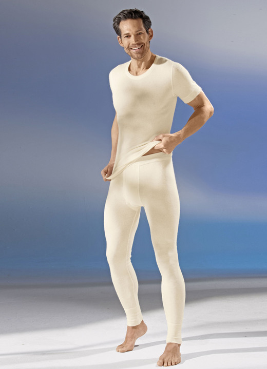 Unterwäsche - Unterhose, lang, mit Angora, in Ecru, in Größe L bis XXL, in Farbe ECRU Ansicht 1