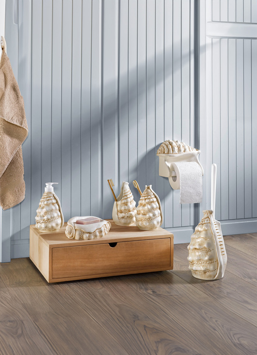 Accessoires - Stilvolle Badeziimmer-Accessoires aus Keramik, in Farbe CREME-BRAUN, in Ausführung Seifenschale
