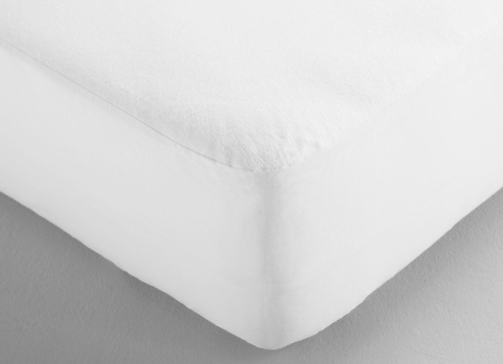 - Saugfähiges und pflegeleichtes Molton-Stretch-Spannbetttuch von Dormisette, in Größe 133 (80–100/190–220 cm) bis 138 (190–210/190–220 cm), in Farbe WEISS Ansicht 2