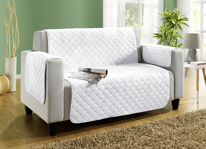 Sessel- & Sofaüberwürfe - Couch- und Sesselschoner mit Anti-Rutsch-Beschichtung, in Größe 101 (Sesselschoner, 50x150 cm) bis 865 (2 Armlehnenschoner, 50x 70 cm), in Farbe CREME Ansicht 1