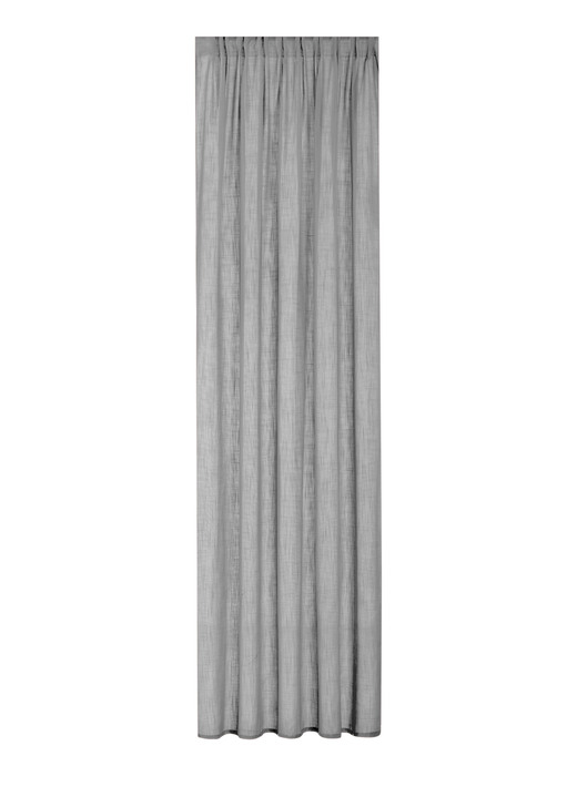 Klassisch - Halbtransparente Übergardine in Leinenoptik, in Größe 160 (H160xB140 cm) bis 456 (H245xB140 cm), in Farbe GRAU, in Ausführung Mit Multifunktionsband Ansicht 1