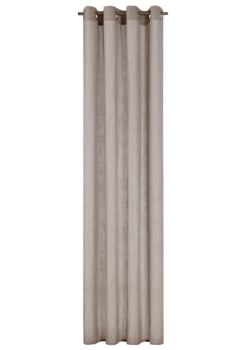 Klassisch - Halbtransparente Übergardine in Leinenoptik, in Größe 160 (H160xB140 cm) bis 456 (H245xB140 cm), in Farbe TAUPE, in Ausführung Mit Metallösen Ansicht 1