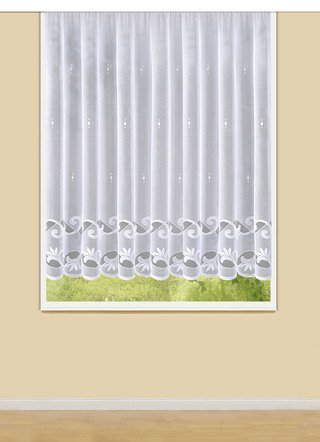 Leichter Blumenfenster-Store mit Automatikfaltenband