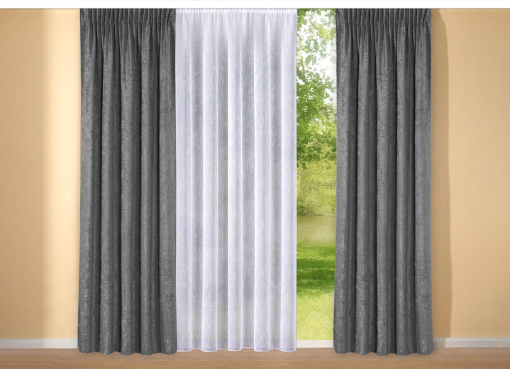 Klassisch - Thermo-Chenille-Verdunkelungsschal mit Multifunktionsband Ansicht 4 Klassisch - Thermo-Chenille-Verdunkelungsschal mit Multifunktionsband, in Größe 365 (H145xB135 cm) bis 456 (H245xB135 cm), in Farbe BORDEAUX Ansicht 4