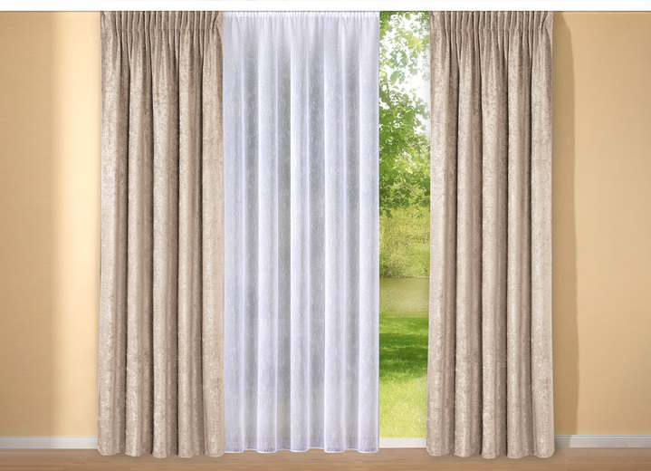 Klassisch - Thermo-Chenille-Verdunkelungsschal mit Multifunktionsband, in Größe 365 (H145xB135 cm) bis 456 (H245xB135 cm), in Farbe NATUR Ansicht 2