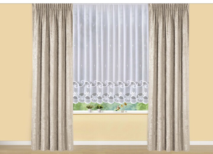 Klassisch - Leichter Blumenfenster-Store mit Automatikfaltenband, in Größe 140 (H120xB300 cm) bis 181 (H175xB600 cm), in Farbe WEISS Ansicht 3