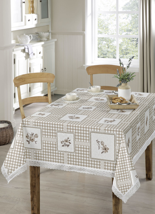 Tischdecken - Pflegeleichte Wachstuch-Tischdecke, in Größe 108 (Tischdecke, 80/ 80 cm) bis 140 (Tischdecke, 140/210 cm), in Farbe BEIGE Ansicht 1