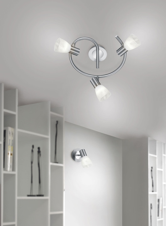 Lampen & Leuchten - Deckenleuchte aus mattem Metall Ansicht 2 Lampen & Leuchten - Deckenleuchte aus mattem Metall, in Farbe NICKEL, in Ausführung 2-flammig Ansicht 2