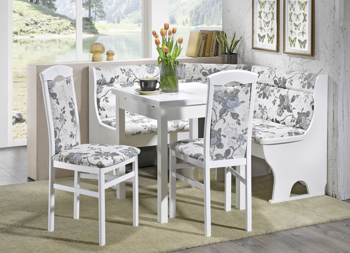 Essgruppen - Esszimmermöbel aus massiven Buchenholz, in Farbe NUSSBAUM-ROT, in Ausführung Eckbankgruppe, 4-teilig, groß Ansicht 3