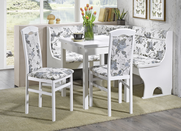 Essgruppen - Esszimmermöbel aus massiven Buchenholz, in Farbe NUSSBAUM-ROT, in Ausführung Eckbankgruppe, 4-teilig, groß Ansicht 9