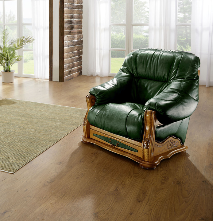 Wohnideen - Italienische Polstermöbel mit Bezug aus echtem Leder, in Farbe GRÜN, in Ausführung Sessel Ansicht 1